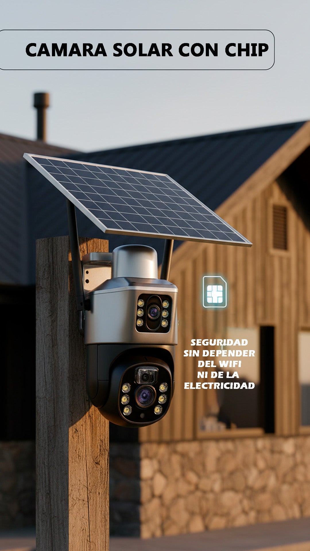 Cámara Solar Doble Lente Con Chip Compatible Con Redes Móviles De Chile