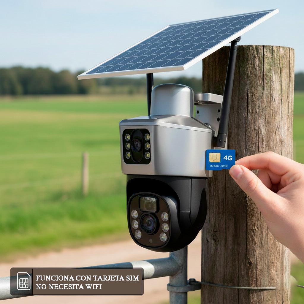 Cámara Solar Doble Lente Con Chip Compatible Con Redes Móviles De Chile