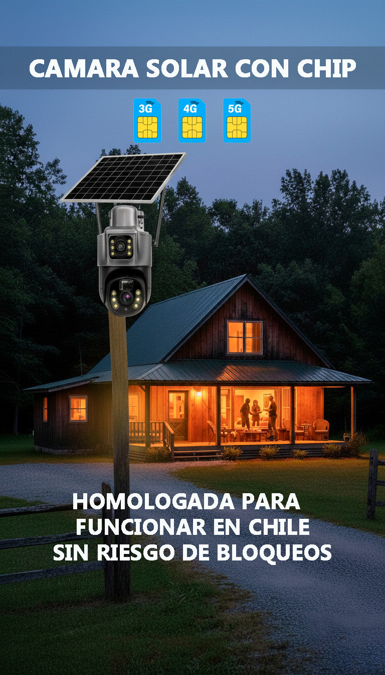Cámara Solar Doble Lente Con Chip Compatible Con Redes Móviles De Chile