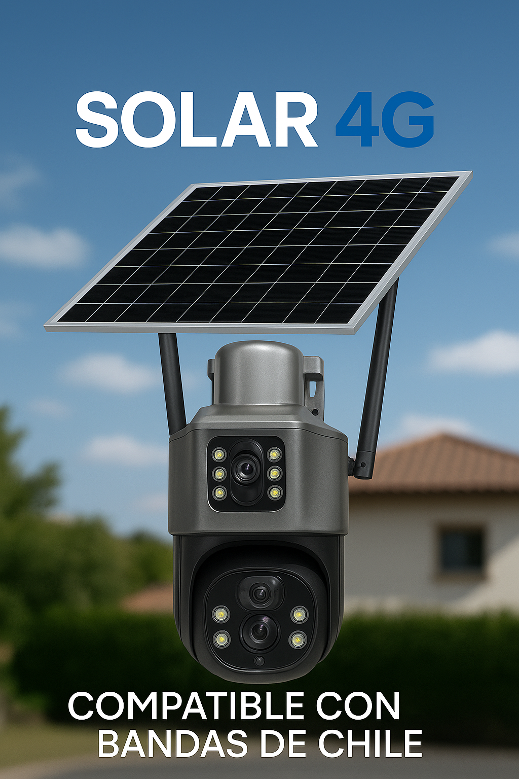 Cámara Solar 4G Doble Lente HD Visión Nocturna