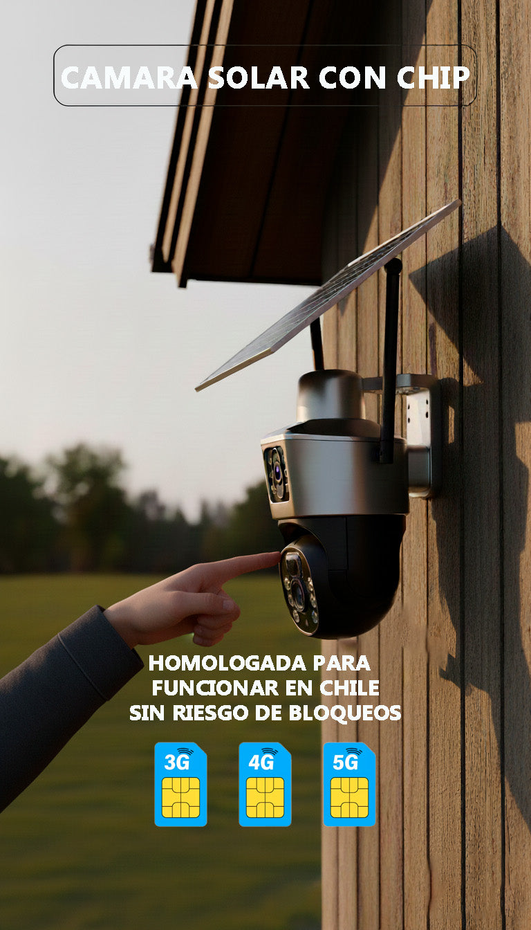 Cámara Solar Doble Lente Con Chip Compatible Con Redes Móviles De Chile