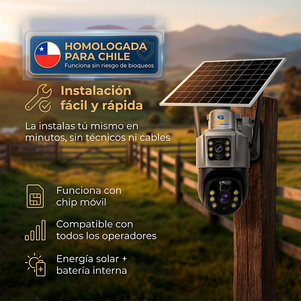Cámara Solar Doble Lente Con Chip Compatible Con Redes Móviles De Chile