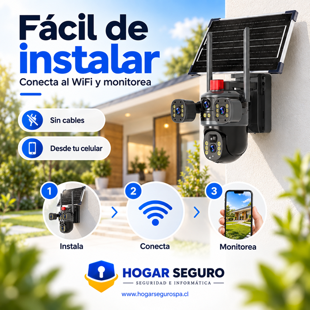 Cámara de Seguridad WiFi Exterior Solar 3 Lentes 12.000 mAh