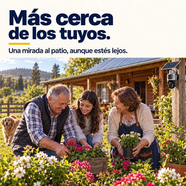 Cámara Solar Doble Lente Con Chip Compatible Con Redes Móviles De Chile