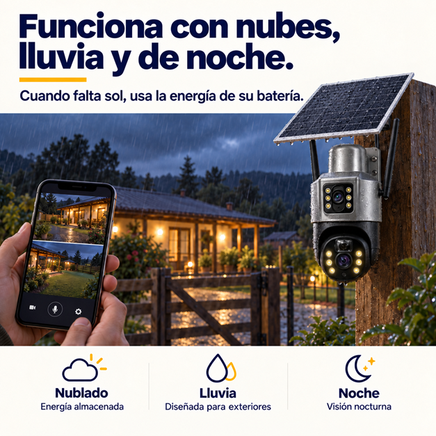 Cámara Solar Doble Lente Con Chip Compatible Con Redes Móviles De Chile