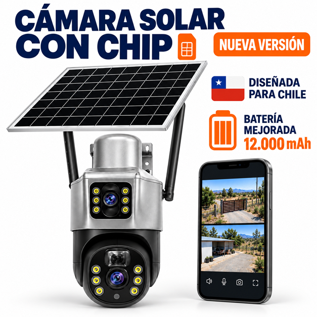 Cámara Solar Doble Lente Con Chip Compatible Con Redes Móviles De Chile
