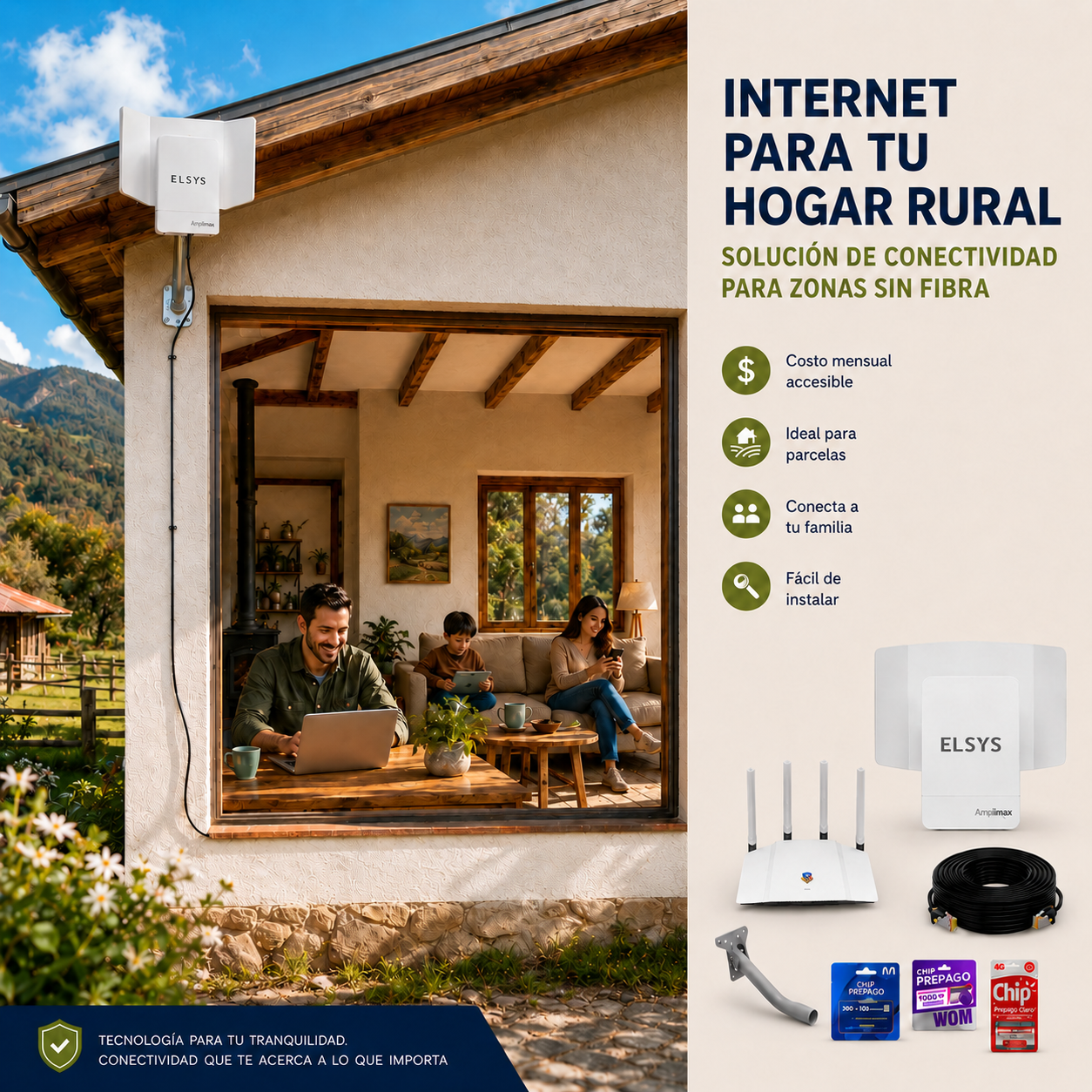 Antena Internet Rural Elsys Amplimax - Kit Avanzado