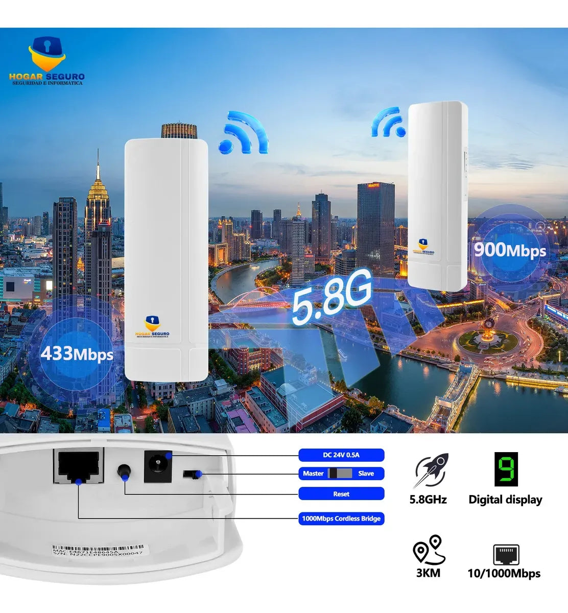 Enlace Punto A Punto Gigabit Exterior 5gz 900mbps Hasta 5 Km