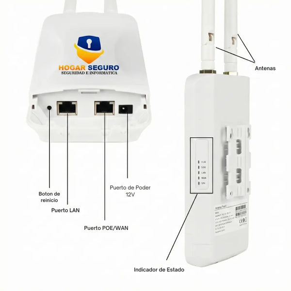 Extensor de Señal WiFi Exterior Doble Banda 100 MBps