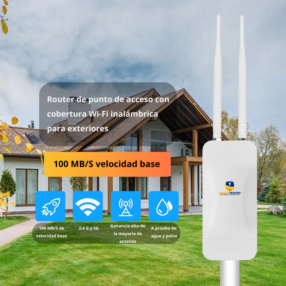 Extensor de Señal WiFi Exterior Doble Banda 100 MBps