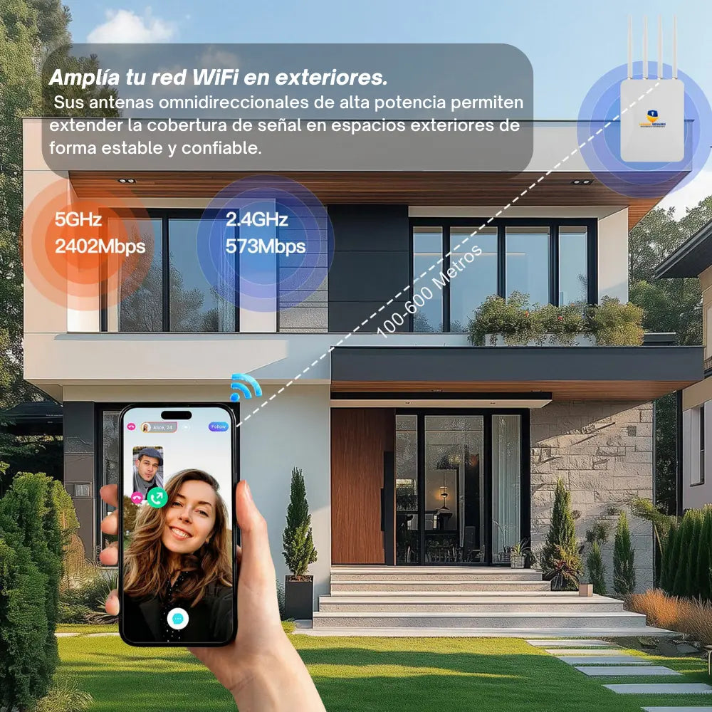 Extensor de Señal WiFi Exterior 800 MBps