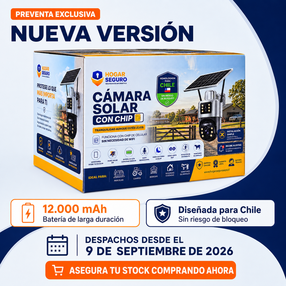 Cámara Solar Doble Lente Con Chip Compatible Con Redes Móviles De Chile (Pre-Venta)