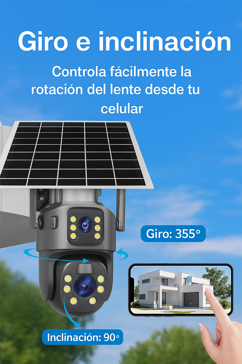 Cámara Solar 4G Doble Lente HD Visión Nocturna