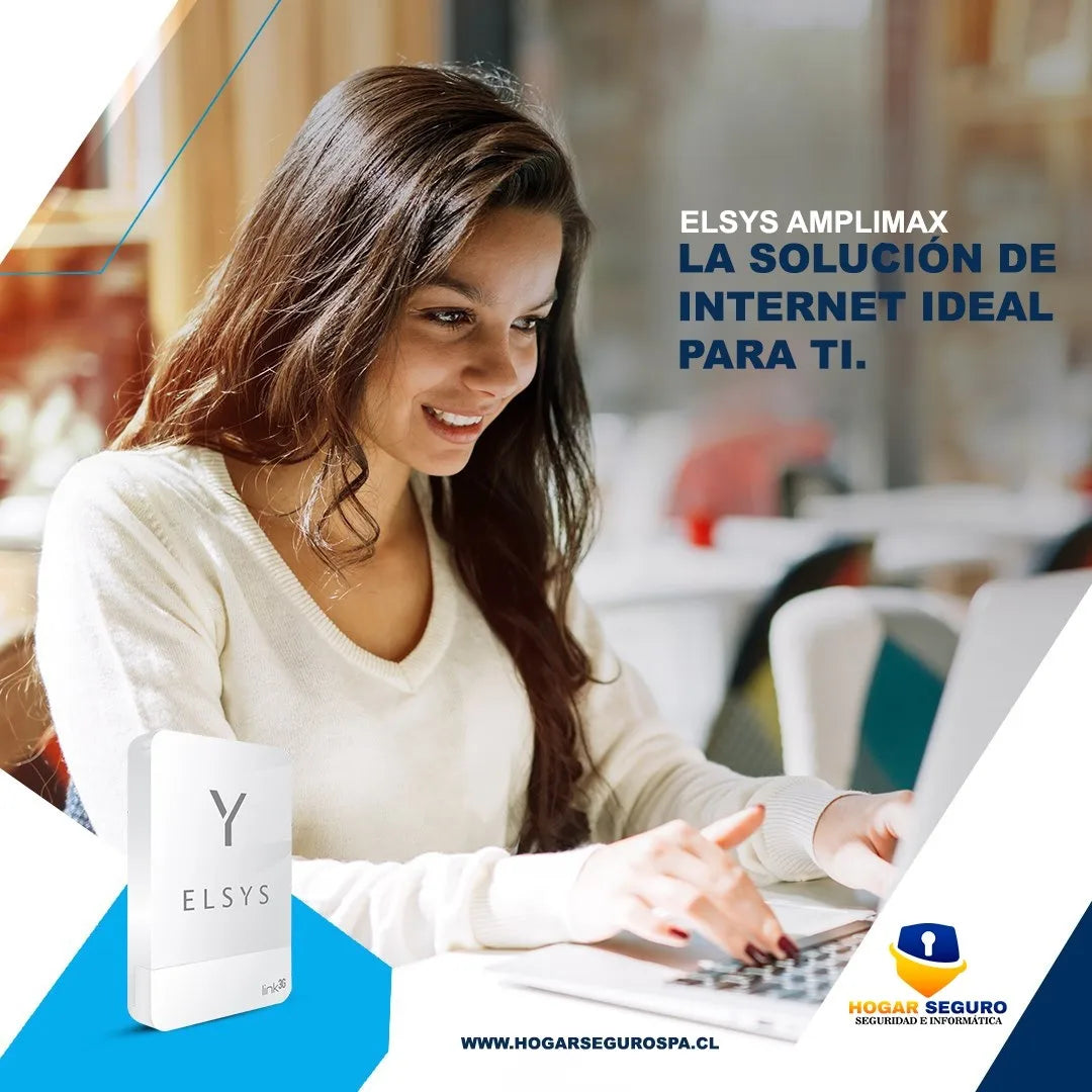 Mujer en laptop. Banner Amplimax: la solución de internet ideal para ti.